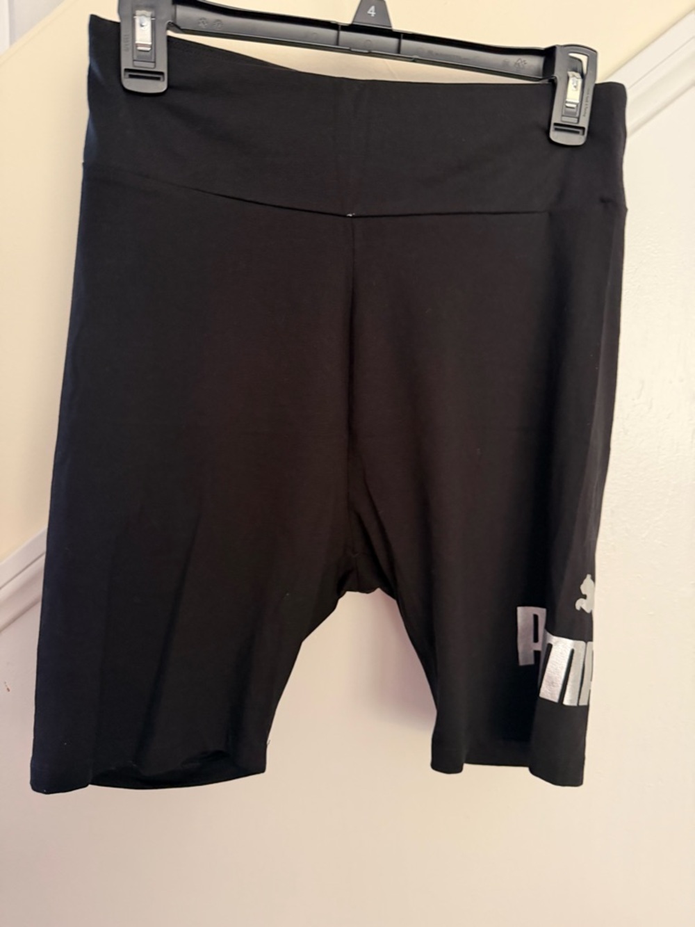 Puma Black Mid-Rise Bike Shorts with Side Logo